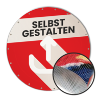 Runde Banner selbst gestalten in Wunschgröße, Mesh