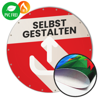 Runde Banner selbst gestalten in Wunschgröße, Textil Aqua