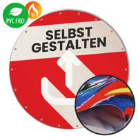 Runde Banner selbst gestalten in Wunschgröße, Textil Prime